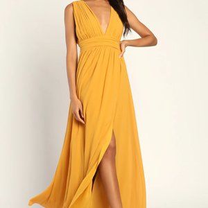 Lulu's Heavenly Hues Marigold Maxi Dress (Yellow, XL)
